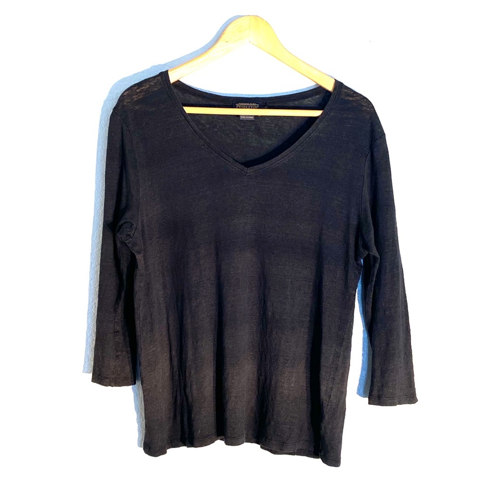 Pendleton Women’s Linen Black V-Neck Shirt